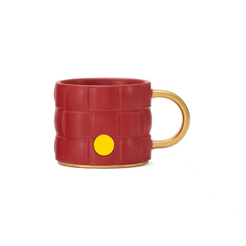 Set de căni de cafea din ceramică, 340 ml, model carouri roșu-verde retro, pentru cuplu, cadou de nuntă