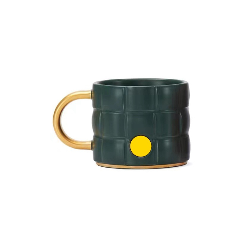 Set de căni de cafea din ceramică, 340 ml, model carouri roșu-verde retro, pentru cuplu, cadou de nuntă