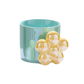 Cană ceramică colorată cu design floral și mâner unic – pentru micul dejun