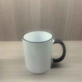 Ceșcă ceramică de 11 oz cu transfer termic și imprimare a logo-ului, design bi-color, cadou promoțional