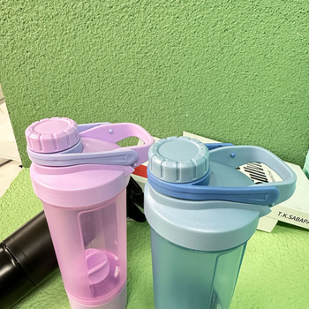 Shaker din plastic cu pereți dubli, 500 ml, pentru proteine, shakeuri și băuturi sportive