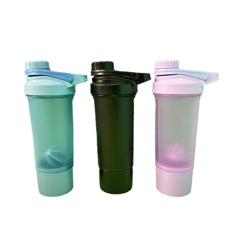Shaker din plastic cu pereți dubli, 500 ml, pentru proteine, shakeuri și băuturi sportive
