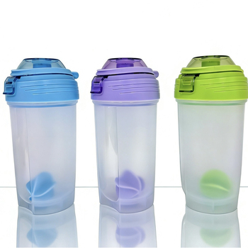 Cană shaker din plastic, 700 ml, recipient pentru pudră proteică, băutură fitness, 500 ml