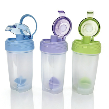 Cană shaker din plastic, 700 ml, recipient pentru pudră proteică, băutură fitness, 500 ml