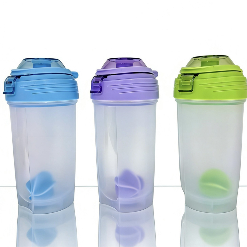 Cană shaker din plastic, 700 ml, recipient pentru pudră proteică, băutură fitness, 500 ml