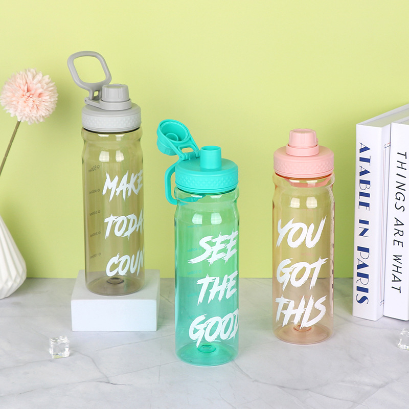 Shaker transparent de 700 ml, capac flip-top, anti-scurgere, pentru proteine și fitness