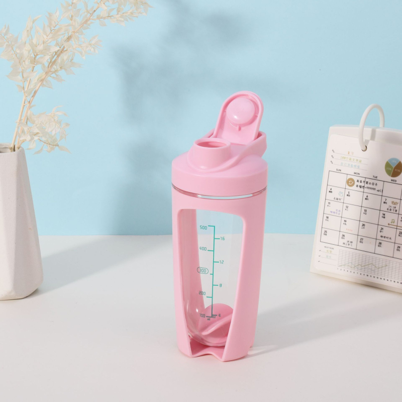 Shaker creativ portabil cu scară de măsură, capacitate mare, din plastic, pentru fitness