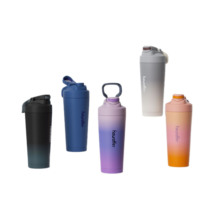 Shaker din oțel inoxidabil cu scară, dublă izolație vid, 25oz, buton de apăsare