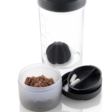 Shaker de proteine 500 ml cu compartiment pentru pudră, pentru fitness și activități în aer liber