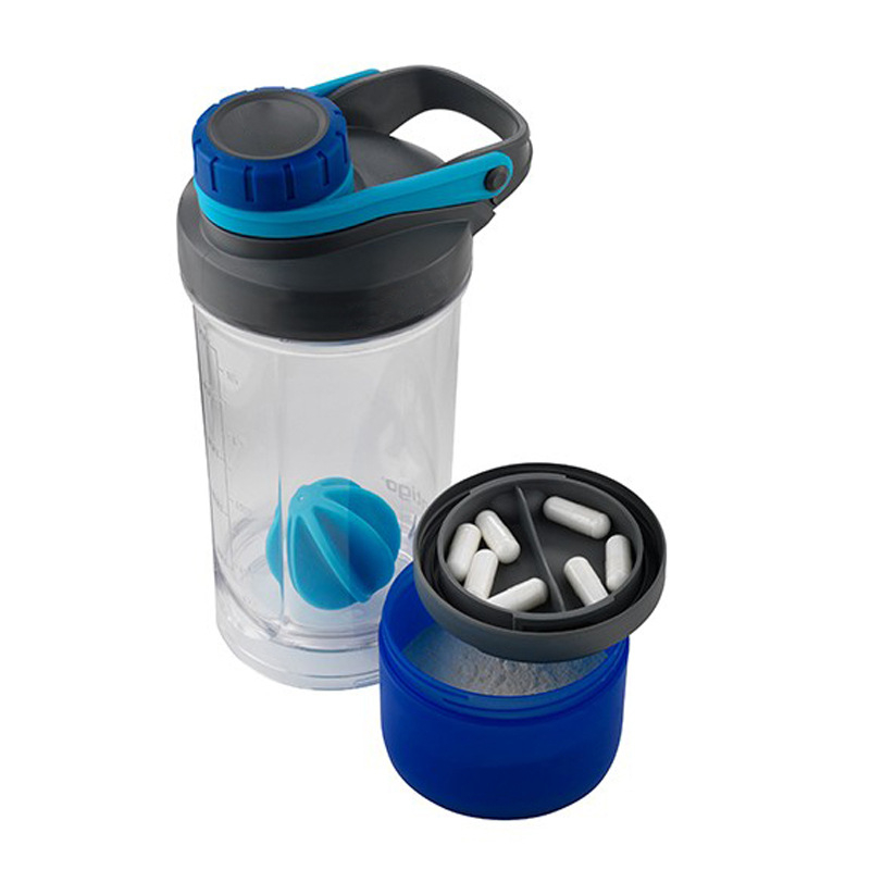 Shaker de proteine 500 ml cu compartiment pentru pudră, pentru fitness și activități în aer liber