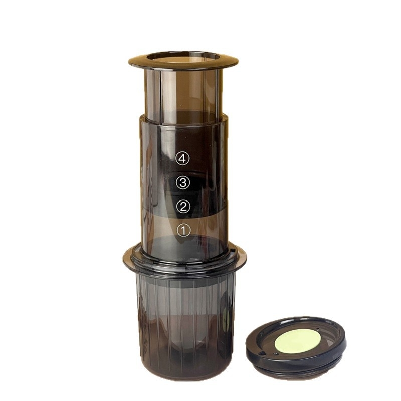 Presă de cafea portabilă, manuală, cu sistem de preparare prin picurare fără filtru