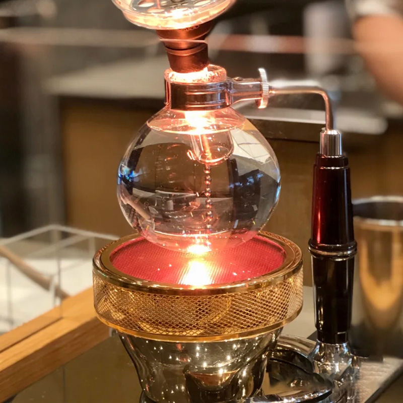 Set cafetieră siphon, manual, pentru uz casnic, cu sticlă borosilicată rezistentă la temperatură