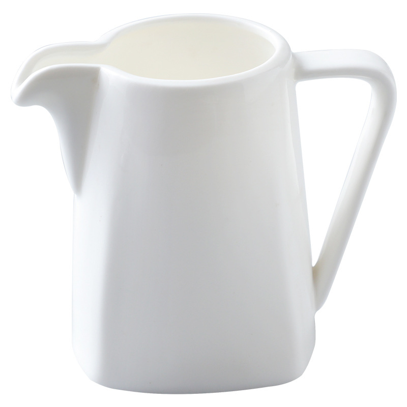 Cană ceramică în stil european, cu mâner și cioc de rață, fără capac, porțelan alb