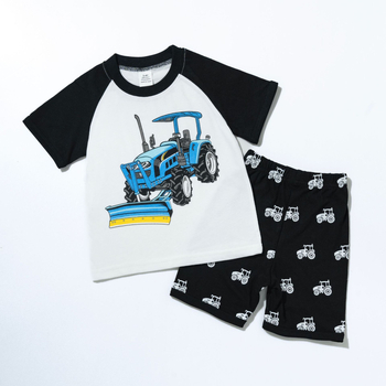 Ljetni unisex dječji set s kratkim rukavima, zaobljenim izrezom, printom crtića, lagana pamuk kućna odjeća