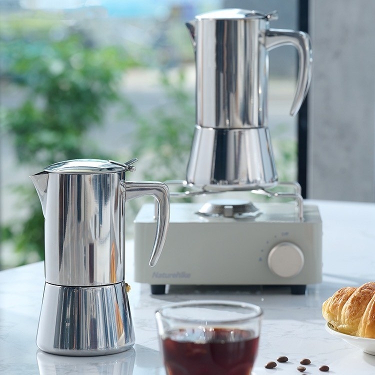Cafetieră moka din oțel inoxidabil 304, stil italian, pentru cafea acasă