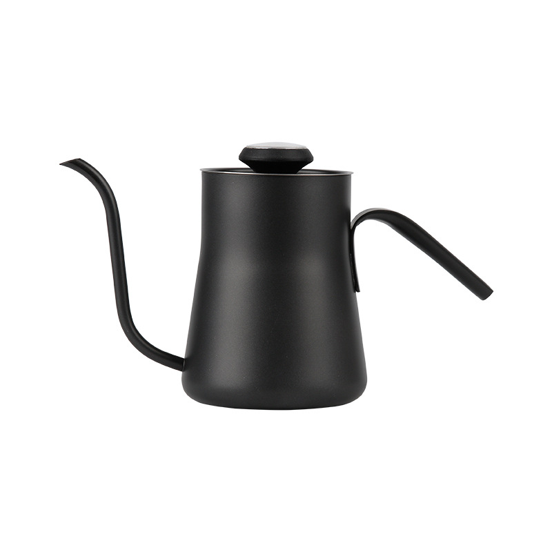 Oală de cafea din oțel inoxidabil pentru pour-over, cu termometru, control al temperaturii, teflon, cioc lung, gură îngustă, 500 ml