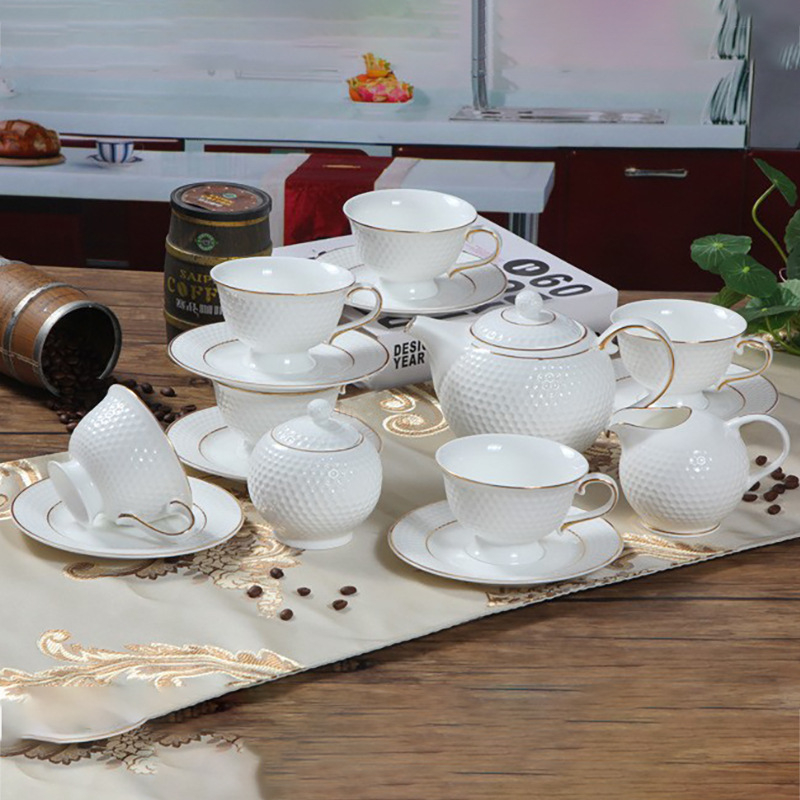 Set de cești de cafea din porțelan de os, stil european și britanic, ceainic pentru ceai de după-amiază