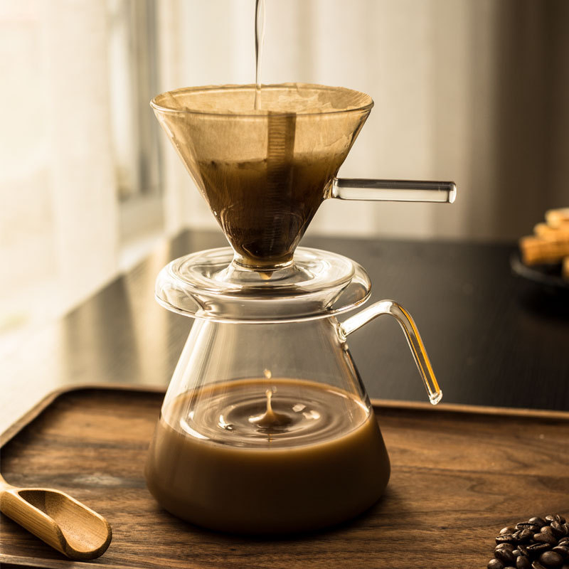 Cană de cafea din sticlă borosilicat pentru pour-over, filtru în stil japonez, pentru uz casnic, elegantă și de partajat, filtrare creativă