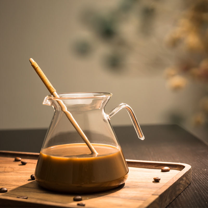 Cană de cafea din sticlă borosilicat pentru pour-over, filtru în stil japonez, pentru uz casnic, elegantă și de partajat, filtrare creativă