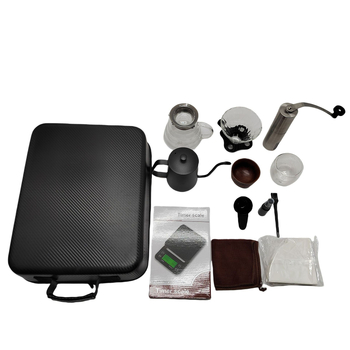 Set personalizat de cafea pentru infuzare manuală, pentru exterior — kit portabil de cafea cu cutie de depozitare, 13 piese
