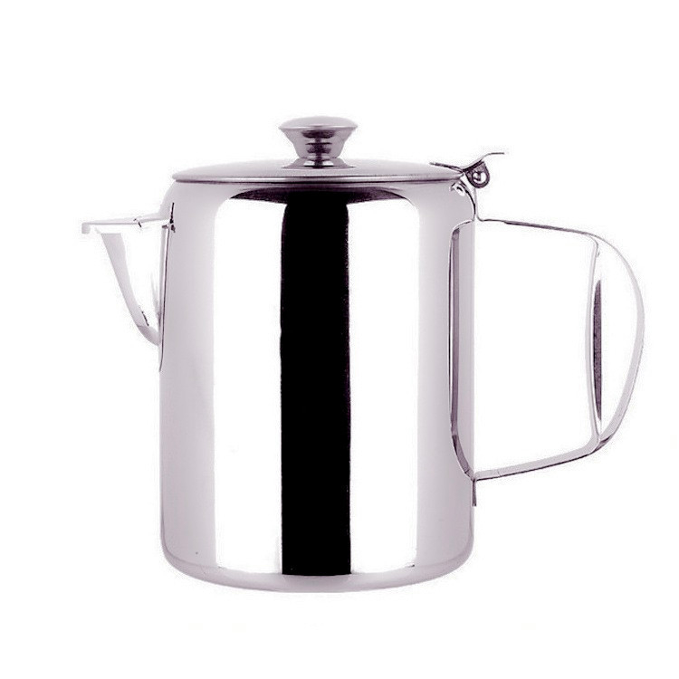 Recipient din oțel inoxidabil îngroșat pentru cafea și ceai cu lapte în stil Hong Kong, cu capac, capacitate mare, gravură a logo-ului