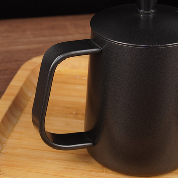 Ceainic pour-over din oțel inoxidabil 304, cu capac, gură lungă și deschidere fină pentru cafea filtrată