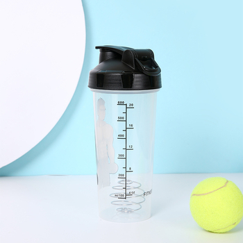 Shaker din plastic portabil, capacitate mare (600 ml), pentru bărbați și femei, studenți, fitness în aer liber, cu scară de măsurare
