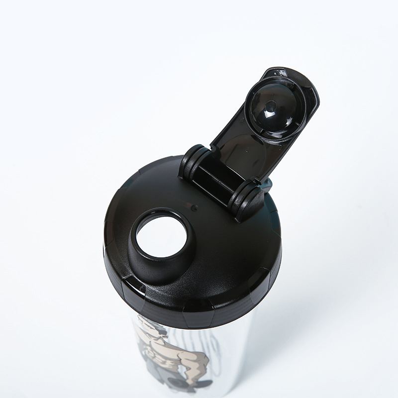 Shaker din plastic portabil, capacitate mare (600 ml), pentru bărbați și femei, studenți, fitness în aer liber, cu scară de măsurare