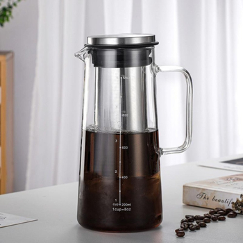 Recipient din sticlă pentru infuzare la rece cafea și ceai, sigilat, capacitate mare, sticlă borosilicată