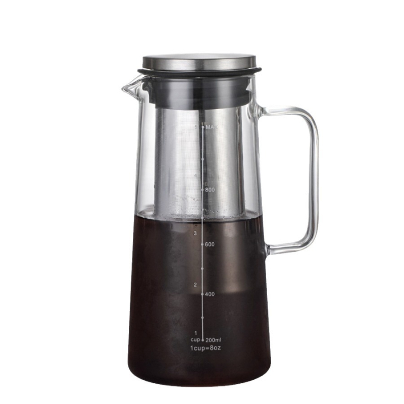 Recipient din sticlă pentru infuzare la rece cafea și ceai, sigilat, capacitate mare, sticlă borosilicată