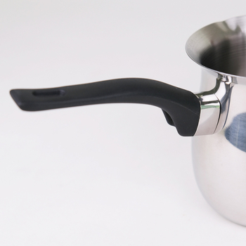 Set cu mâner Bakelite, oală de cafea turcească cu corp tambur din oțel inoxidabil, cu burtă mare și ceașcă elegantă pentru spumarea laptelui