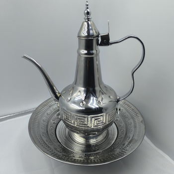 Ceainic în stil arab pentru cafea și ceai, cu capac, lucrat manual, design simplu