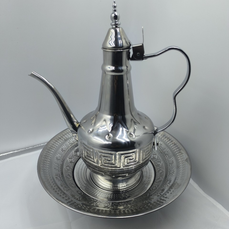 Ceainic în stil arab pentru cafea și ceai, cu capac, lucrat manual, design simplu