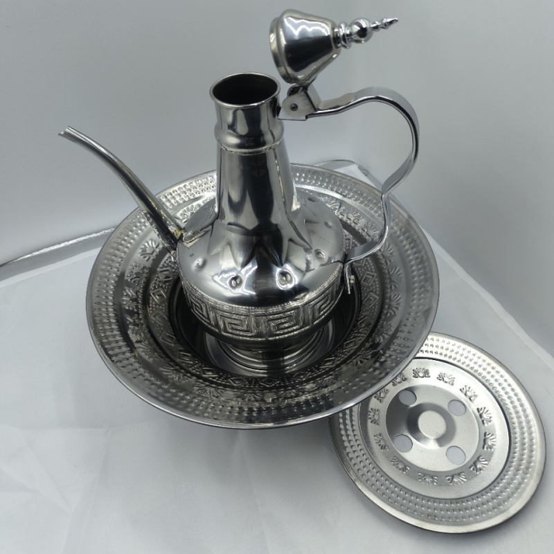 Ceainic în stil arab pentru cafea și ceai, cu capac, lucrat manual, design simplu