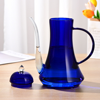 Cafetieră pour-over din sticlă, în formă de lebădă, Klein blue, cu gură fină, pentru uz casnic