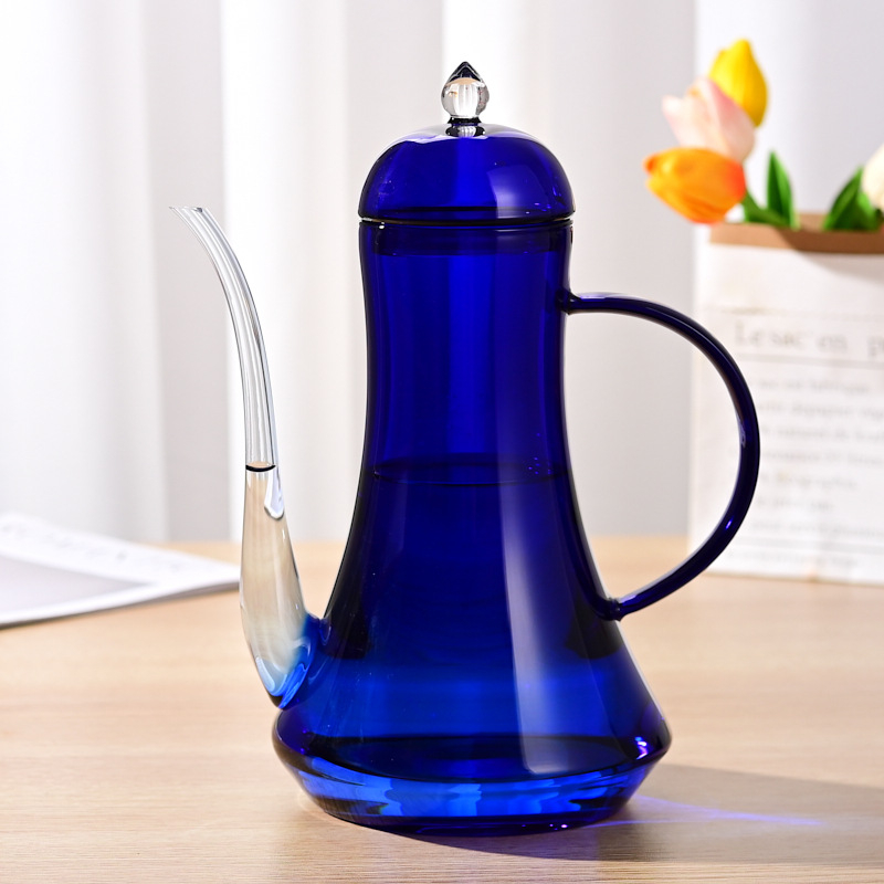 Cafetieră pour-over din sticlă, în formă de lebădă, Klein blue, cu gură fină, pentru uz casnic