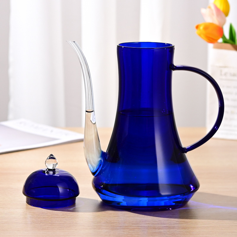 Cafetieră pour-over din sticlă, în formă de lebădă, Klein blue, cu gură fină, pentru uz casnic