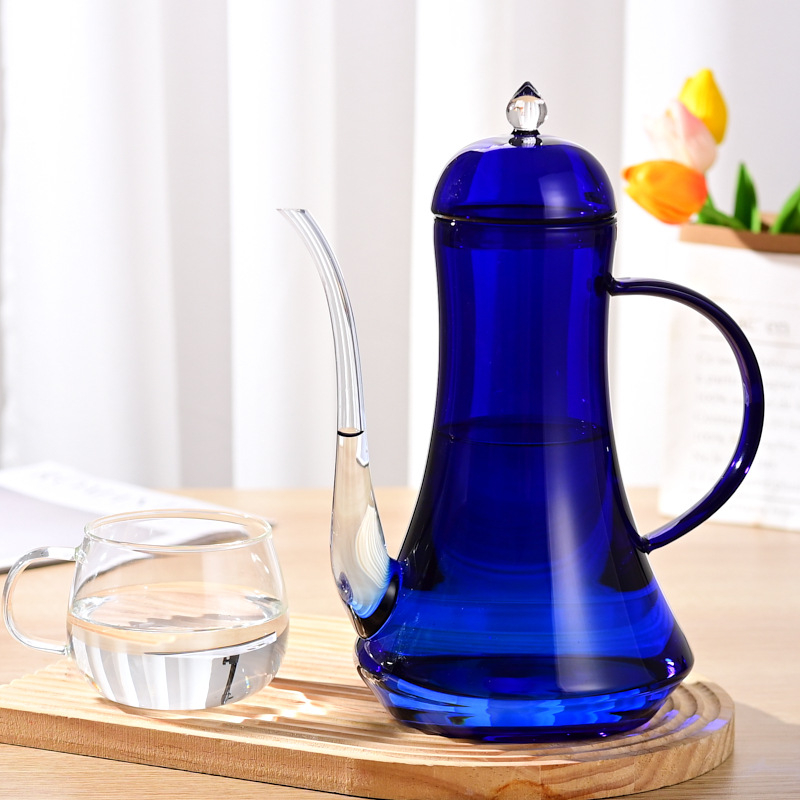 Cafetieră pour-over din sticlă, în formă de lebădă, Klein blue, cu gură fină, pentru uz casnic