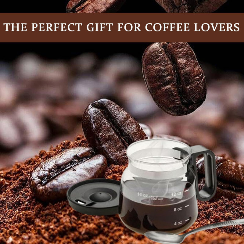 Ceașă de cafea din sticlă, 16 oz, cu mâner, sticlă transparentă, capac cu orificiu pentru pai, rezistentă la căldură, capacitate mare
