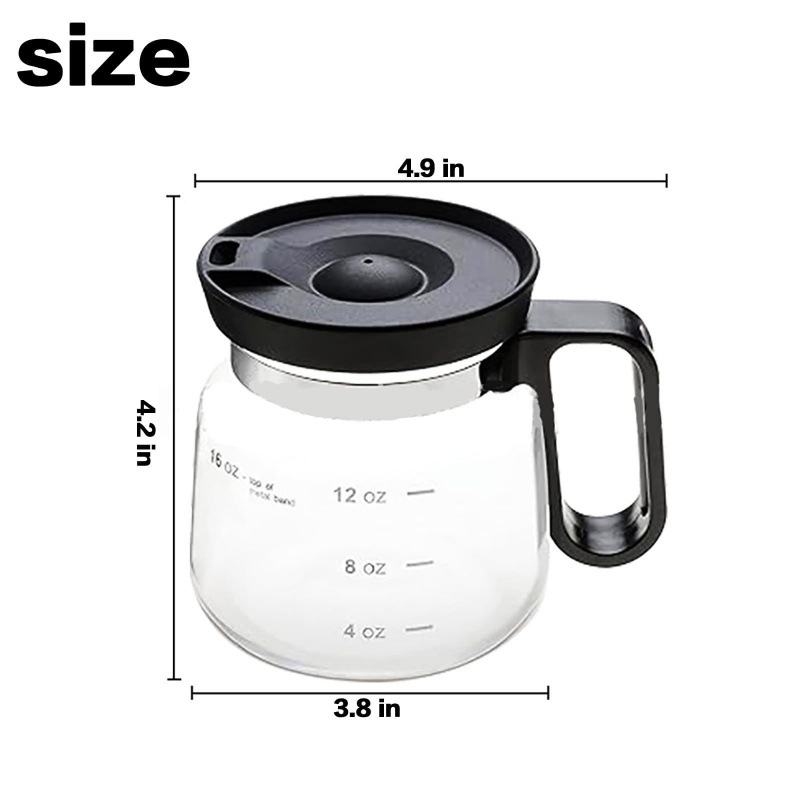 Ceașă de cafea din sticlă, 16 oz, cu mâner, sticlă transparentă, capac cu orificiu pentru pai, rezistentă la căldură, capacitate mare