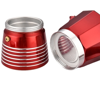 Cafetieră moka din aliaj de aluminiu, finisaj lemnos, stil minimalist, cafea preparată manual