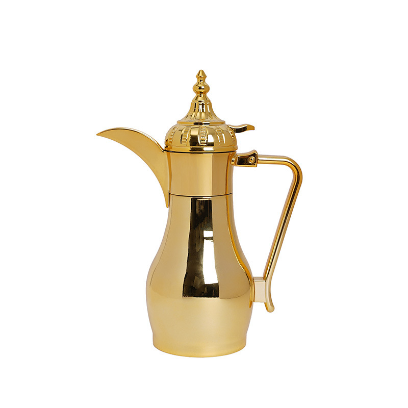 500/700 ml oțel inoxidabil, oală din Orientul Mijlociu pentru cafea arabă și ceainic, design în stil palat, culoare aurie, pentru uz casnic