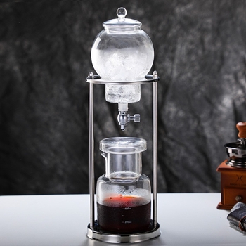 Cafetieră din sticlă cu picurare la rece, infuzie rece de ceai, oțel inoxidabil