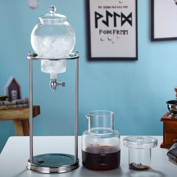 Cafetieră din sticlă cu picurare la rece, infuzie rece de ceai, oțel inoxidabil