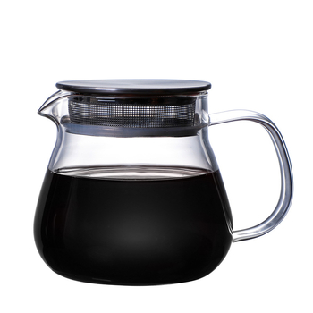 Cană de cafea pour-over, capac din oțel, sticlă borosili cat transparentă, 460 ml