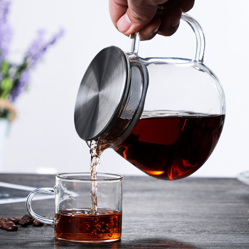 Cană de cafea pour-over, capac din oțel, sticlă borosili cat transparentă, 460 ml
