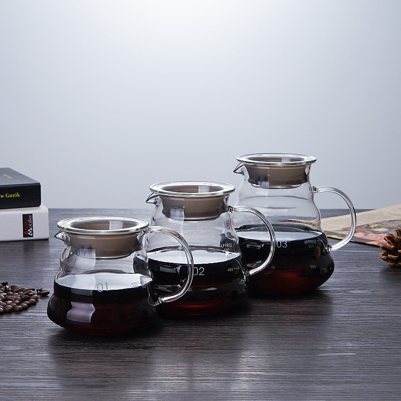 Filtru din sticlă pentru cafea pour-over cu V60, filtru îngroșat, recipient de împărțire, cană în formă de nor