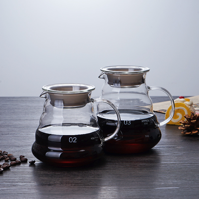 Filtru din sticlă pentru cafea pour-over cu V60, filtru îngroșat, recipient de împărțire, cană în formă de nor