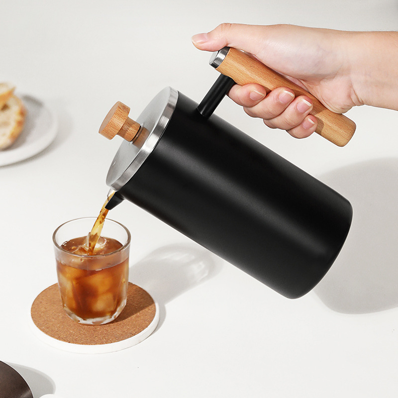 Set din oțel inoxidabil 304 pentru cafea și ceai, presă franțuzească, izolație dublă