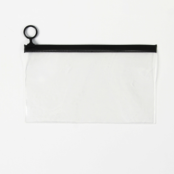 Geantă cu fermoar din PVC transparent, mat, personalizată, organizator din plastic plat pentru rechizite școlare și fișiere